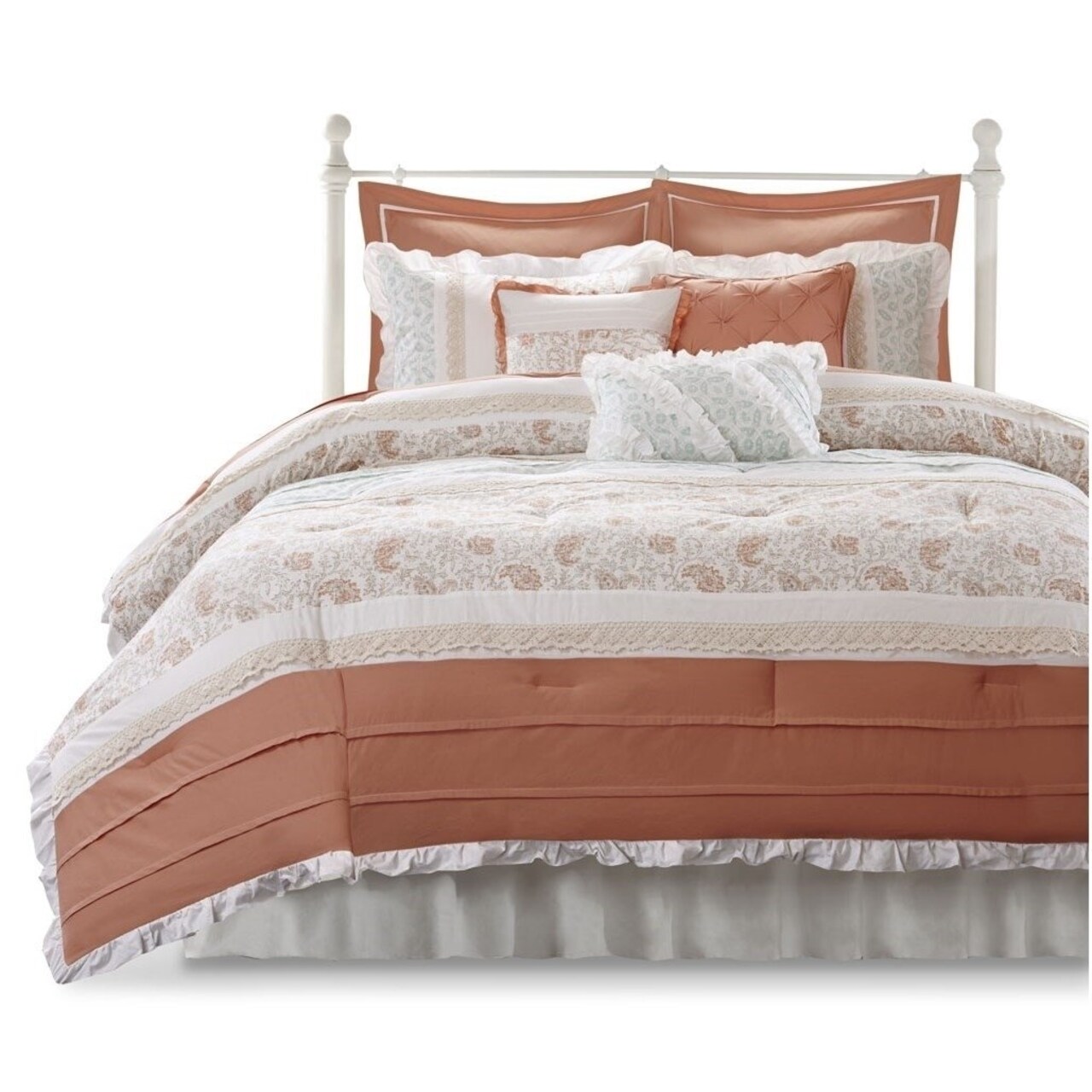Gracie Mills Singleton 9-Piece Cotton Percale Comforter Set With Paisley Print - Grace-87